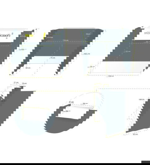 Mostrador de Tienda Mobi Grafito 240cm y Blanco | Mobiocasión