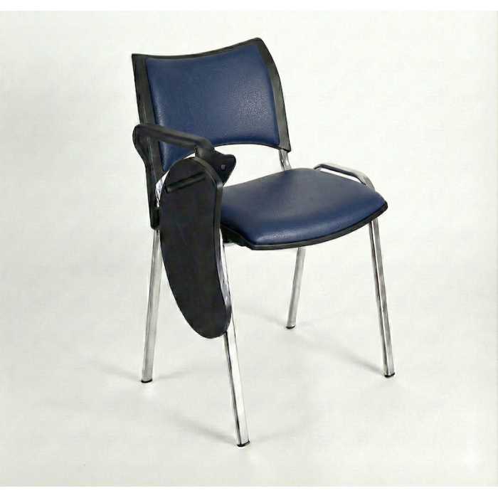 Silla colectividad ISO Smart Tapizada con pala abatible, patas cromadas