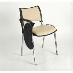 Silla colectividad ISO Smart Tapizada con pala abatible, patas cromadas