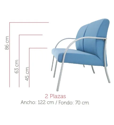 Sillón sala de espera modelo SELENA de Vincolo, 2 plazas