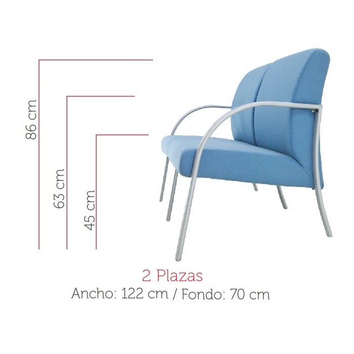 Sillón sala de espera modelo SELENA de Vincolo, 2 plazas