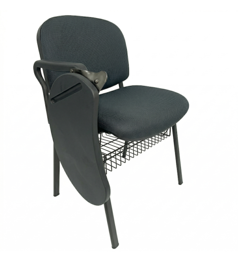 Silla colectividad ISO tapizada con pala abatible y rejilla portalibros