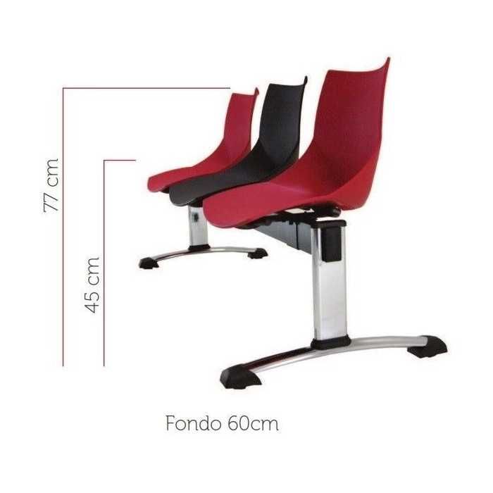 Bancada modelo Shell tapizada de 2 plazas