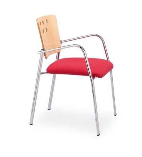 Silla confidente SELENE 1, respaldo de madera detalle perforado Silla confidente SELENE 1, respaldo de madera detalle perforado