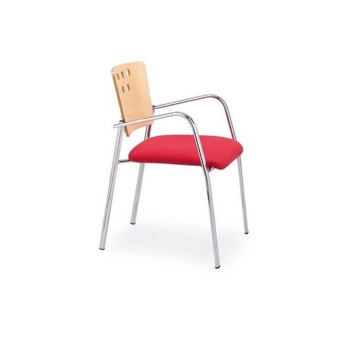 Silla confidente SELENE 1, respaldo de madera detalle perforado