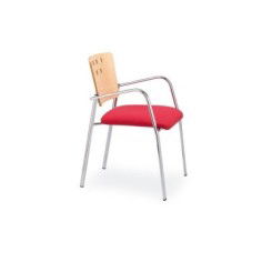 Silla confidente SELENE 1, respaldo de madera detalle perforado Silla confidente SELENE 1, respaldo de madera detalle perforado