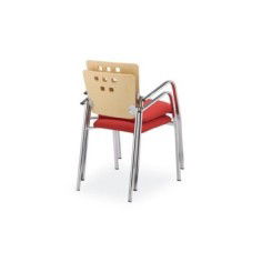 Silla confidente SELENE 1, respaldo de madera detalle perforado Silla confidente SELENE 1, respaldo de madera detalle perforado