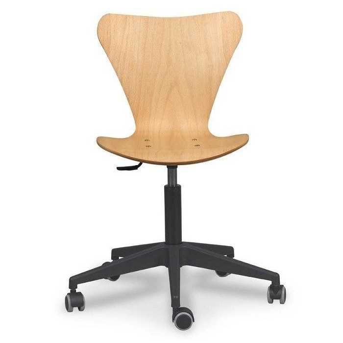 Silla de oficina VERTICE 3, giratoria con ruedas, madera, sin brazos