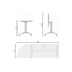 Mesa colectividad plegable NET Rectangular con angulo