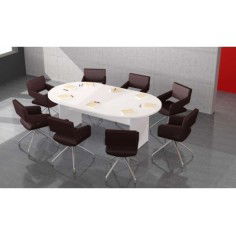 Mesa de reunión ovalada 200 cm modelo Zafiro pata panel