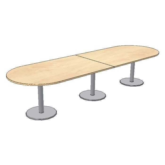 Mesa de reunión tablero ovalado serie Zafiro doble pie metálico