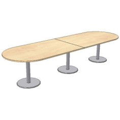 Mesa de reunión tablero ovalado serie Zafiro doble pie metálico